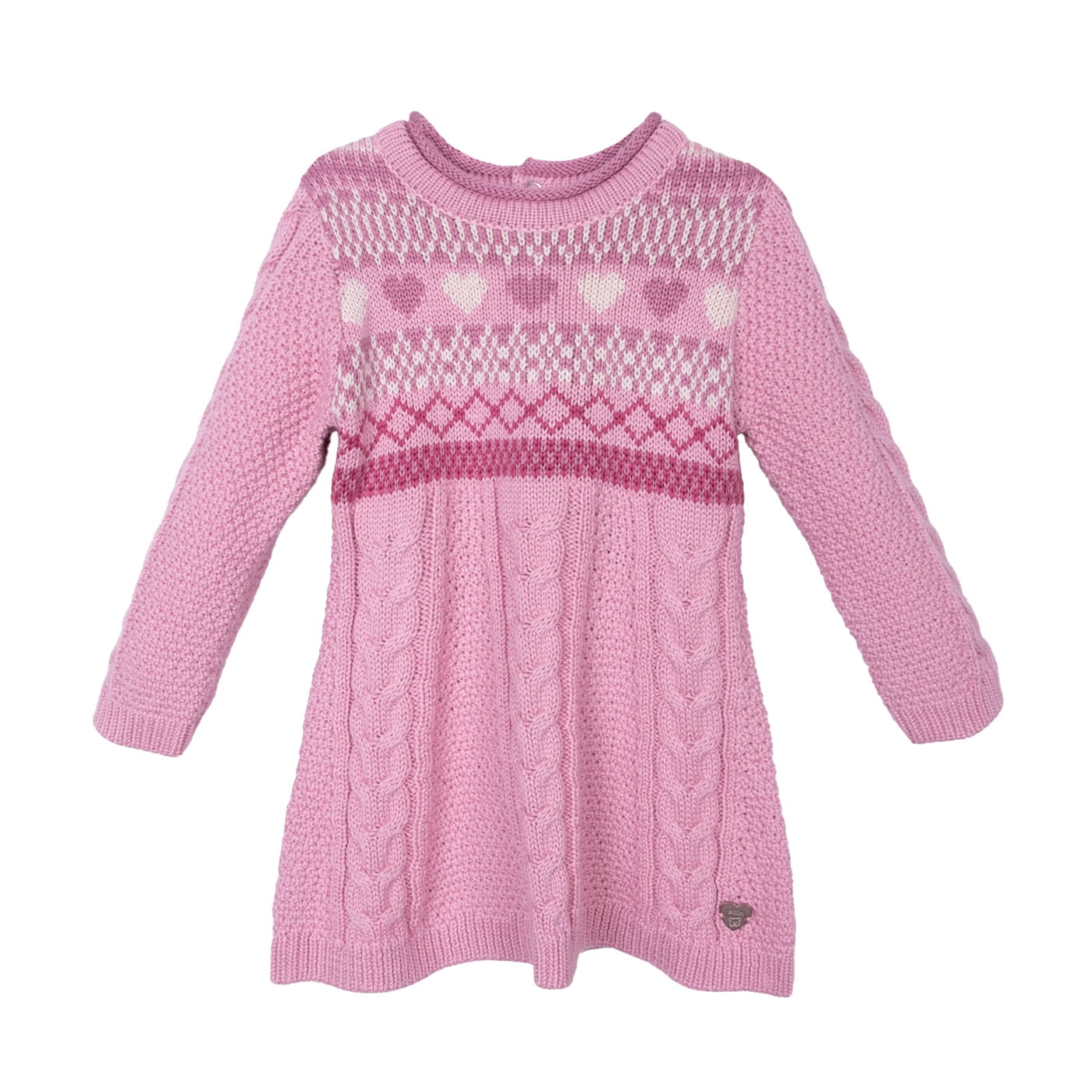 Pillin - Vestido Bebé Niña Manga Larga Tejido Rosado Oscuro