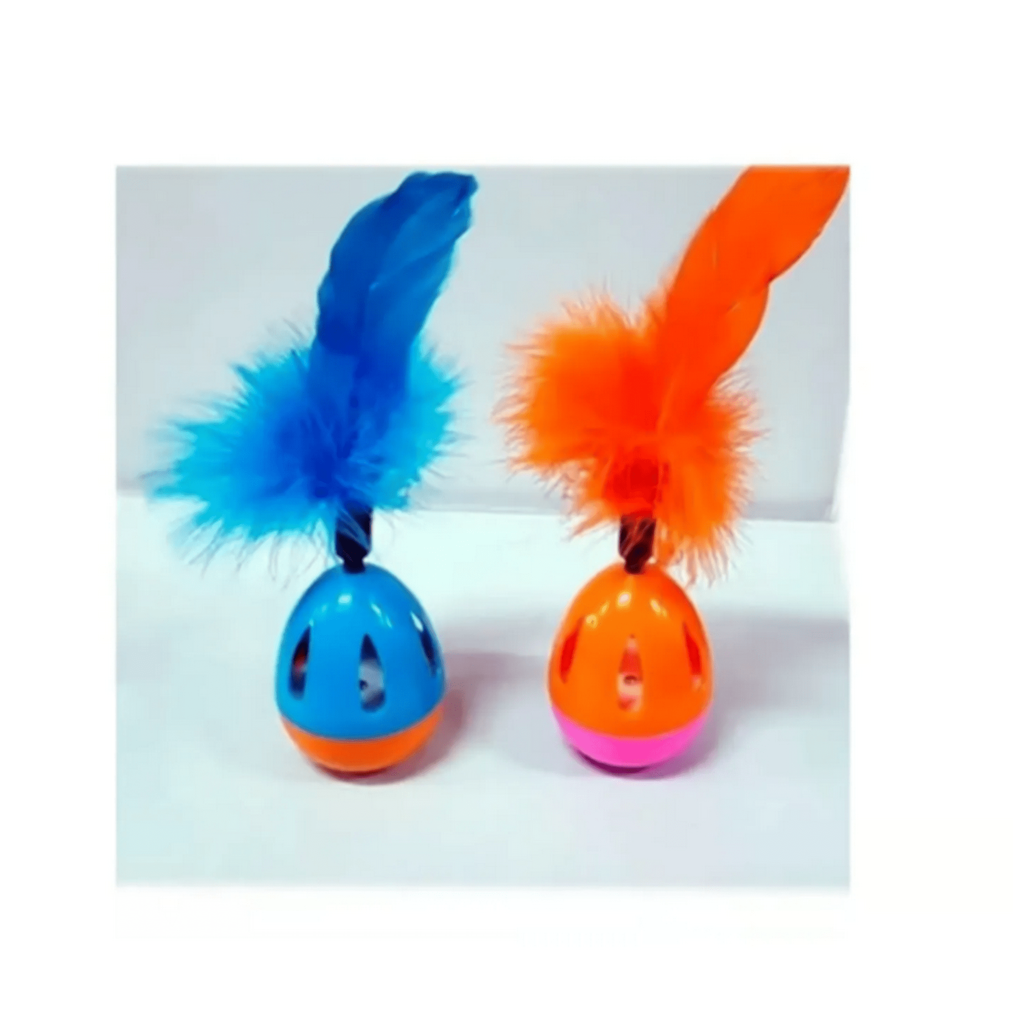 Genérico - Juguete Para Gatos Huevo Equilibrista Con Pluma Y Cascabel