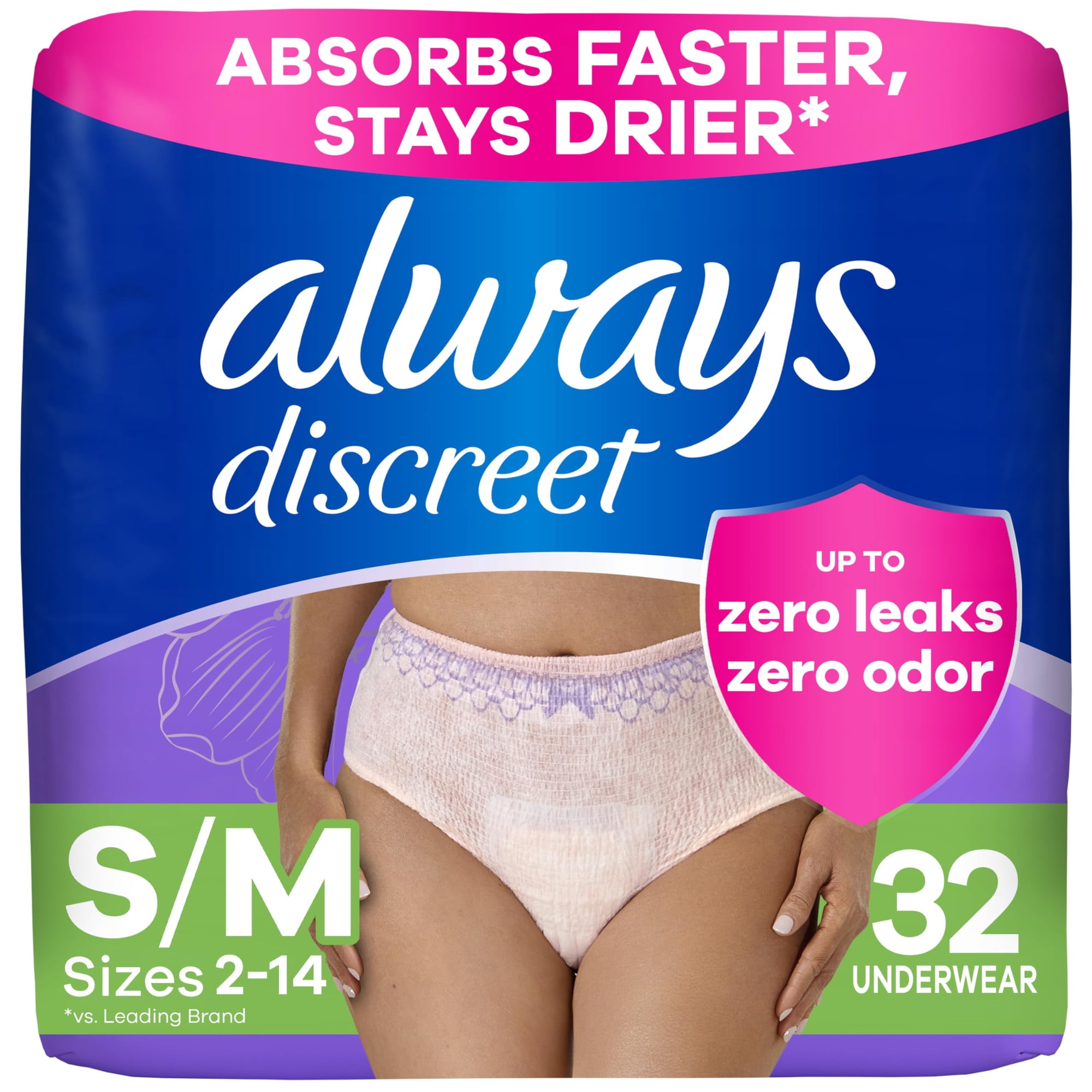 Ropa Interior Para Incontinencia Always Discreet Para Mujer, Talla S/m, 32 Unidades