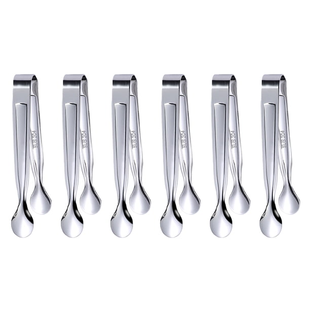 6 mini pinzas para aperitivos, utensilios para servir, pinzas pequeñas para aperitivos, pinzas para hielo y pinzas para azúcar.