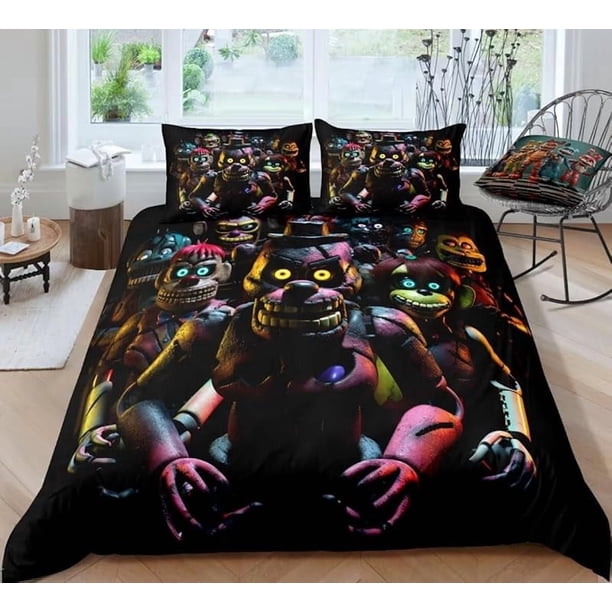 Nights -Favors D-uvet Co-ver for -Boys Girls Ki-ds Game Theme Teens B-ed Co-llec-tion Bedd-in-g Set Bedroom Decor NO Comforter 09-Fnaf Q Queen