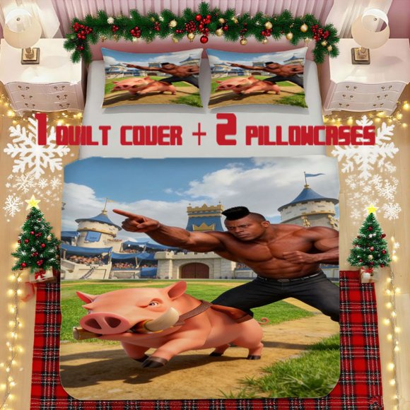 Wild Boar Knight Charge Soft Printed Bedding Set Polyester Fabric Decorative & Warm Ideal for Bedroom or Guest Room