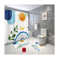 Genérico - Cortina De Ducha Con Set De Alfombra Tapete