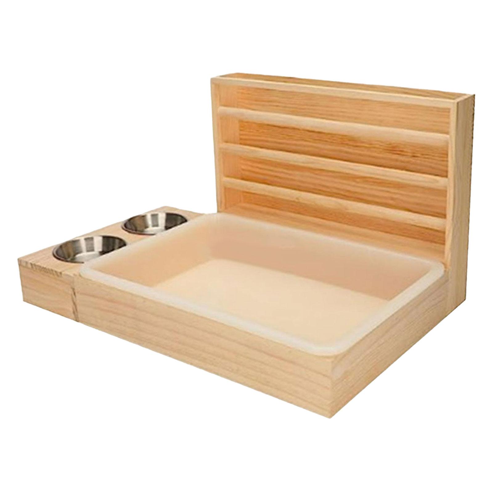 Ioensy - Comedero Para Conejos, Pesebre, Comedero De Madera Para Heno Para Conejos Con Caja De Arena