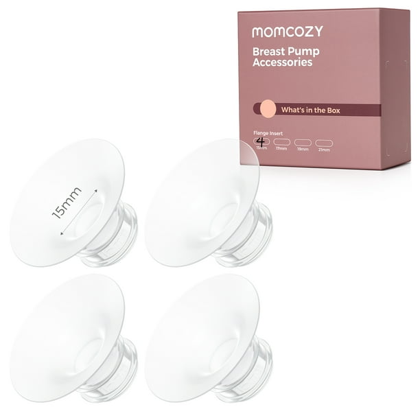 Momcozy Accesorios de Repuesto para Extractor de Leche M5/M6/M9, Inserto de Brida de 15 mm, 4 Piezas