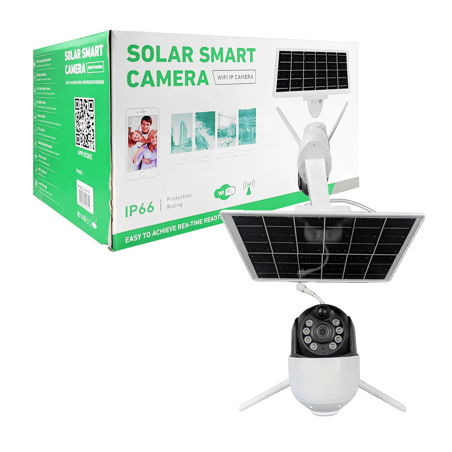 Genérico - Camara De Seguridad Inalambrica Wifi Con Panel Solar Blanco