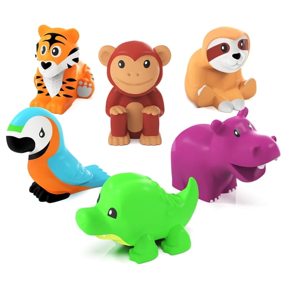Juguetes de baño Tub Works Rainforest sin moho, paquete de 6 para bebés y niños pequeños