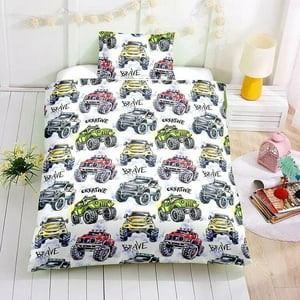 Milsleep - 3D Racecar Tractor Niños Patrón Funda Nórdica Juego De Cama Funda De Edredón Fundas De Almohada