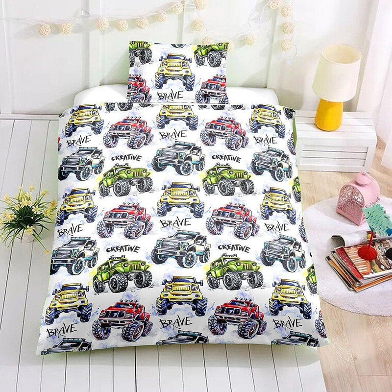 Milsleep - 3D Racecar Tractor Niños Patrón Funda Nórdica Juego De Cama Funda De Edredón Fundas De Almohada