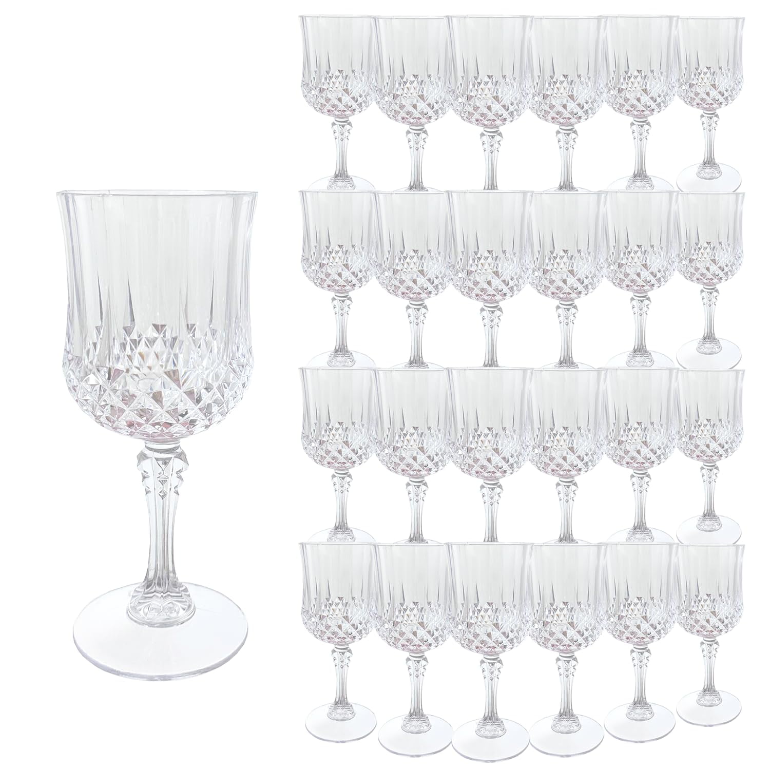 Copas De Vino De Plástico Leyiqu, Estilo Vintage, 200 Ml (paquete De 24)