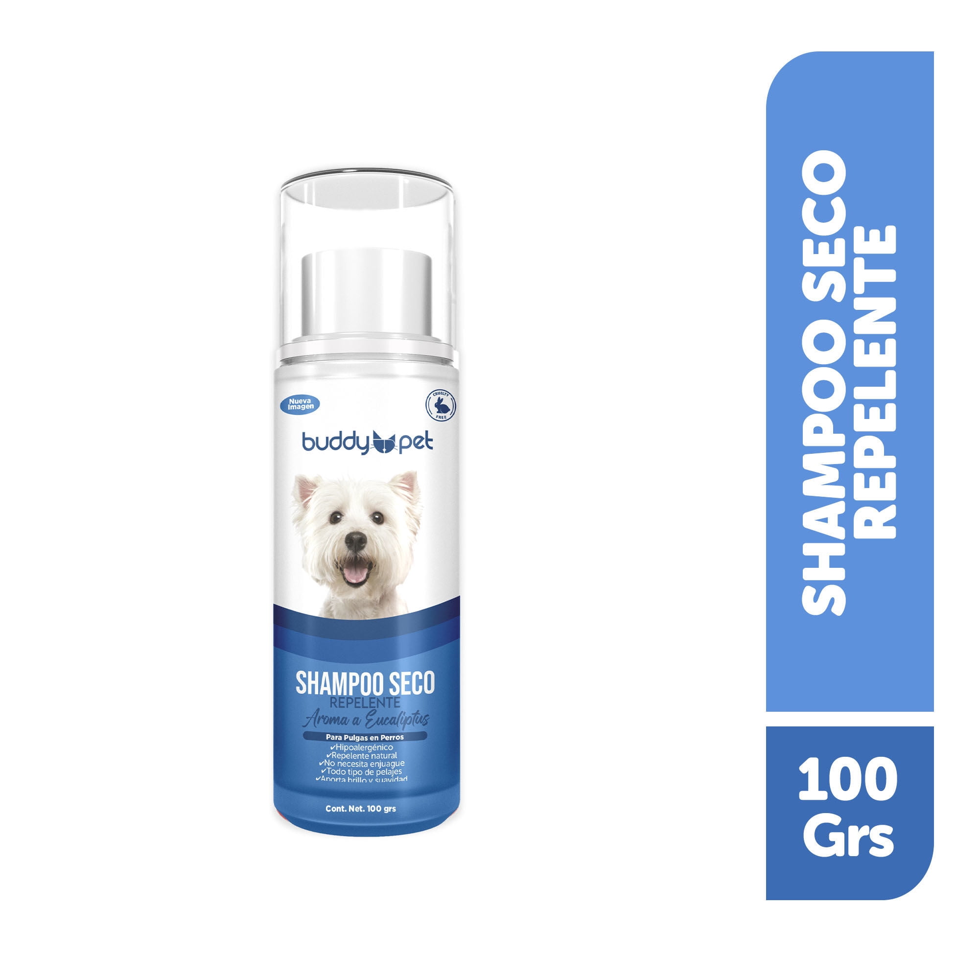 Shampoo Para Perro Seco Aroma Eucaliptus Lata 100 g Buddy Pet