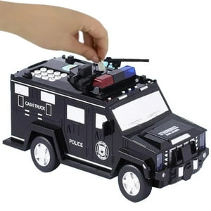 Invencible - Alcancia Camion Policial Clave Digital Luces Y Sonido Con Movimiento Ahorro Ai39