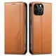 thumbnail image 1 of Funda tipo cartera para iPhone 14 Pro de piel con cierre magnético, ranuras para tarjetas y correa para la muñeca Marrón, 1 of 6