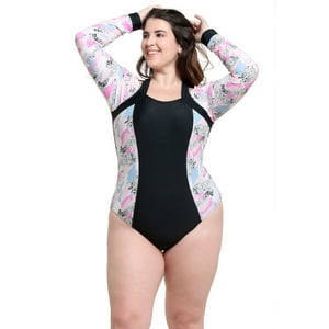 Samia - Traje De Baño Deportivo Manga Larga Lila Xl