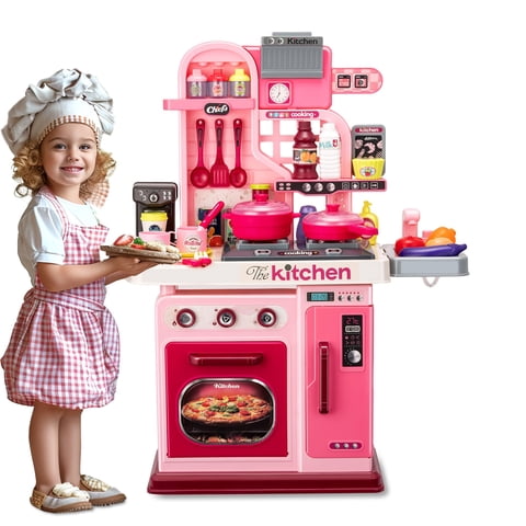 Juego De Cocina Para Niños Zaddgiuuy, 53 Unidades, Con Luces Y Sonidos, Color Rosa