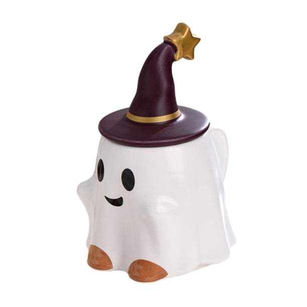 Taza de café de Halloween, taza de café 3D, taza de té con asa, linda taza de fantasma de escritorio, taza de café de cerámica para fiesta de otoño, o elfo sonriente