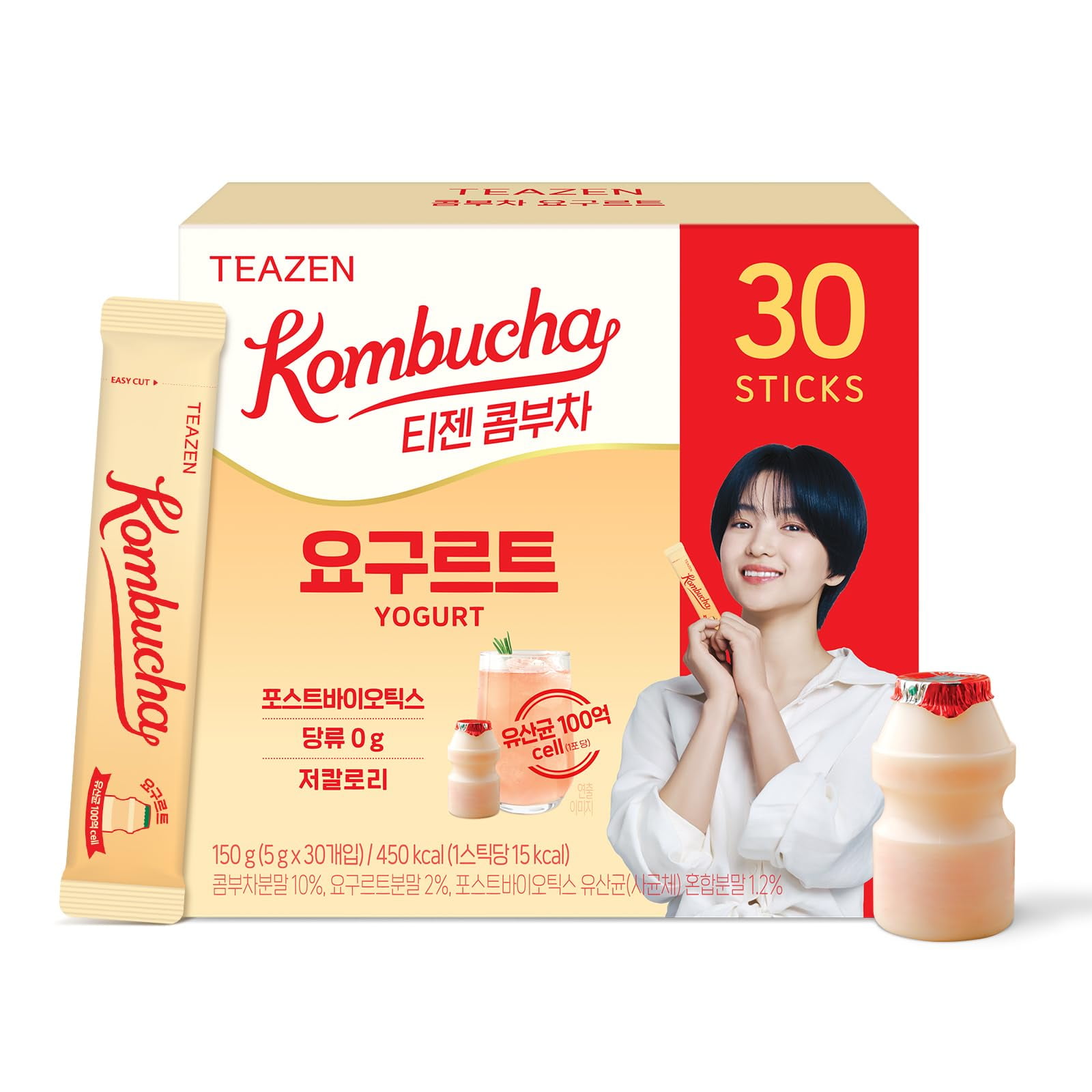 Kombucha En Polvo Teazen Sabor Yogur Sin Azúcar 30 Sobres