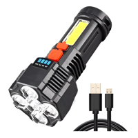 Genérico - Linterna Led Recargable Camping 4 Frecuencias Cable Usb Color De La Linterna Negro Color De La Luz Blanca