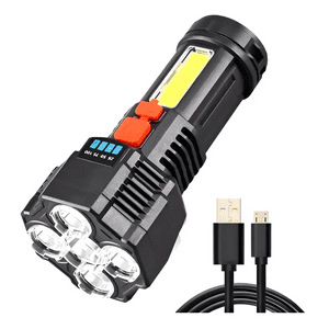 Genérico - Linterna Led Recargable Camping 4 Frecuencias Cable Usb Color De La Linterna Negro Color De La Luz Blanca