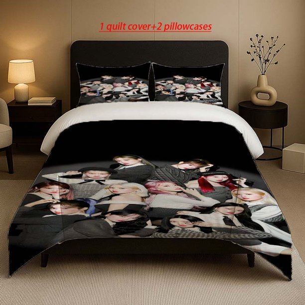 Fashion K-Pop IZONE Photo Print Bedding Set Soft and Comfortable Bedding Set for All Seasons Suitable for Home Bedroom Guest Room Use