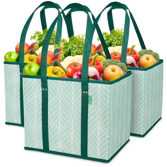Bolsas de supermercado reutilizables Creative Green Life (paquete de 3), color verde