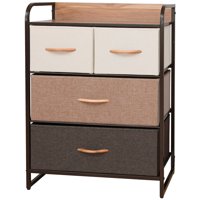 Carry All - Cajonera Organizador Comoda 4 Cajones Metal Madera Tela