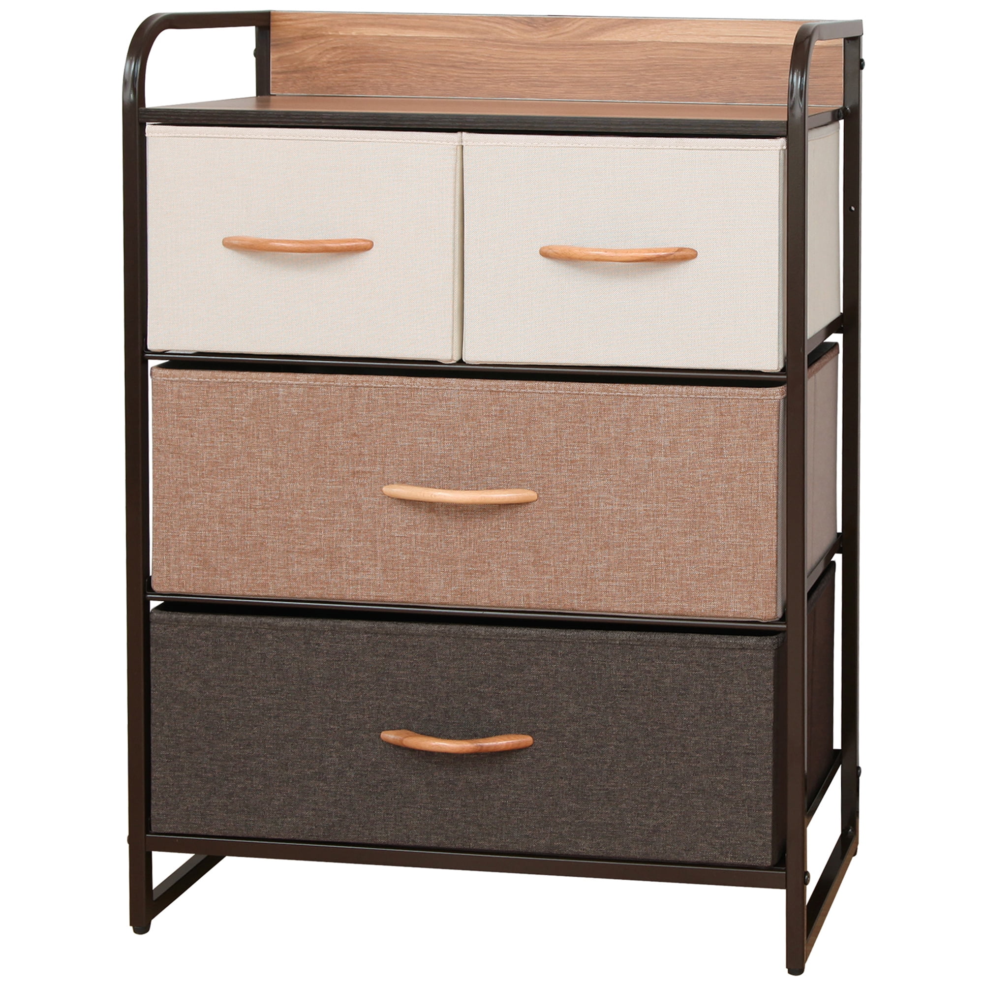 Carry All - Cajonera Organizador Comoda 4 Cajones Metal Madera Tela