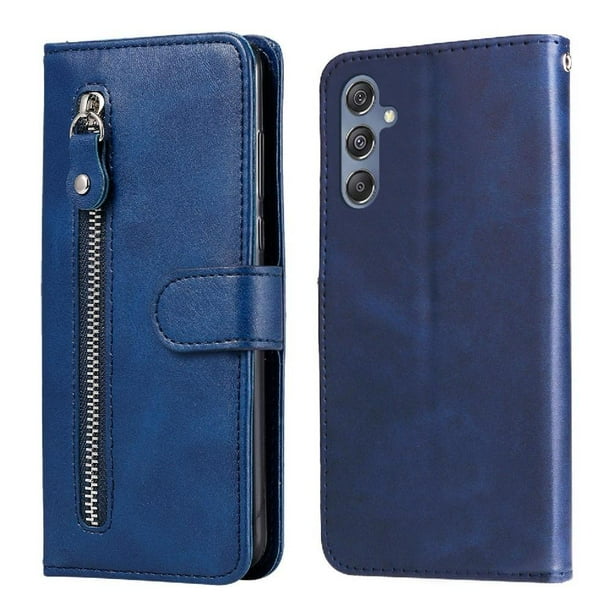 Funda con Cremallera para Samsung Galaxy M34 5G, Carcasa Cartera de Cuero PU con Soporte y Tarjetero
