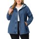 thumbnail image 1 of Agnes Orinda Chaquetas de Mezclilla Utilitarias con Capucha de Cordón en Capas para Mujer de Talla Grande para Escuela y Universidad con Bolsillos 3X Azul, 1 of 8