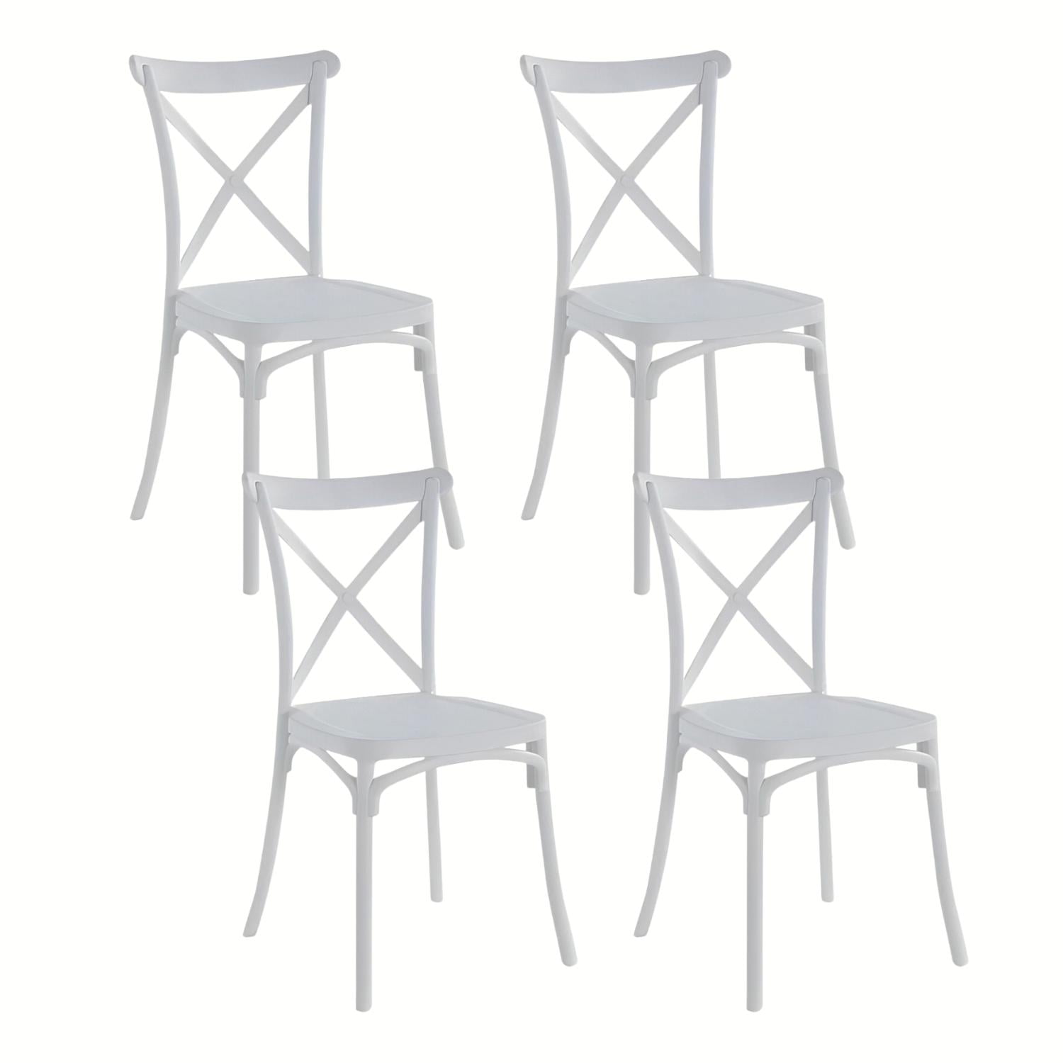 Klik Muebles - Pack De 4 Sillas De Terraza O Comedor Crossback - Blancas