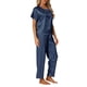 thumbnail image 4 of INSPIRE CHIC Conjunto de Pijama de Satén para Mujer Regreso a Clases Camisa de Dormir de Manga Corta Suave con Botones y Pantalones Largos Conjunto de Salón con Bolsillo en el Pecho S Azul, 4 of 6