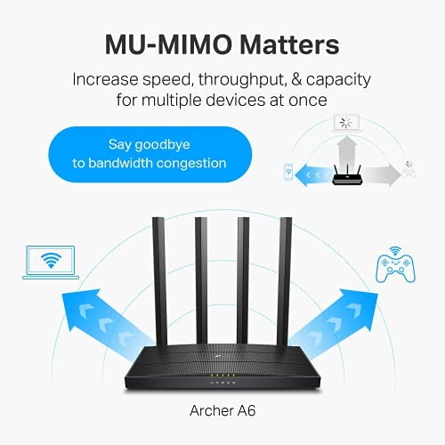 Router Wifi Gigabit Tp-link Ac1200 Archer A6 V3 Doble Banda Mu-mimo 4 Antenas Onemesh Ap