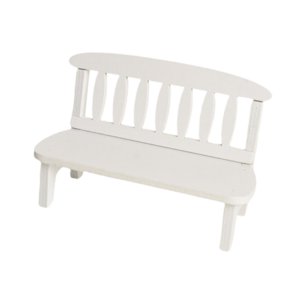 Magideal - Mini Banco De Casa De Muñecas De Madera, Muebles En Miniatura, Adorno, Decoración De Casa De Muñecas, Decoración De Paisaje, Banco En Miniatura Para C Blanco