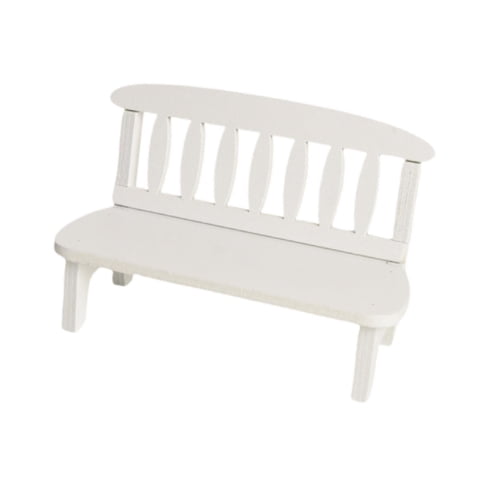 Magideal - Mini Banco De Casa De Muñecas De Madera, Muebles En Miniatura, Adorno, Decoración De Casa De Muñecas, Decoración De Paisaje, Banco En Miniatura Para C Blanco