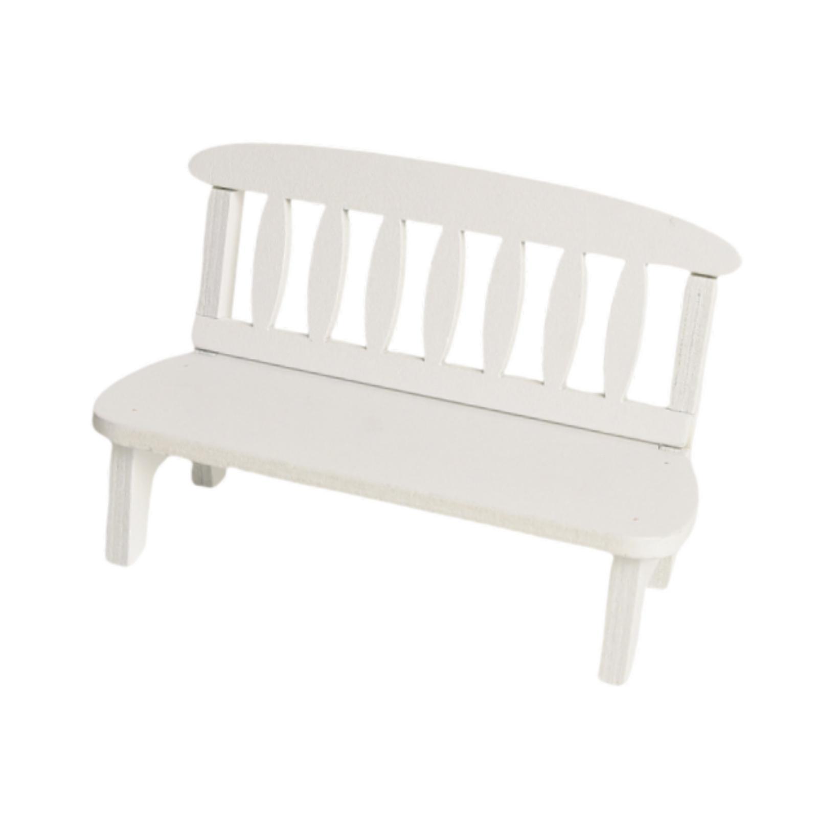 Magideal - Mini Banco De Casa De Muñecas De Madera, Muebles En Miniatura, Adorno, Decoración De Casa De Muñecas, Decoración De Paisaje, Banco En Miniatura Para C Blanco