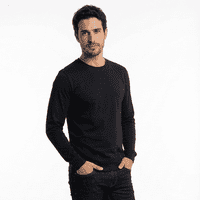 T-World - Polera Algodón Manga Larga Cuello Redondo Uv Antipilling Negro