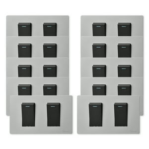 Want - Pack 10 Interruptores Doble Metálico 924 16A - Gris Negro