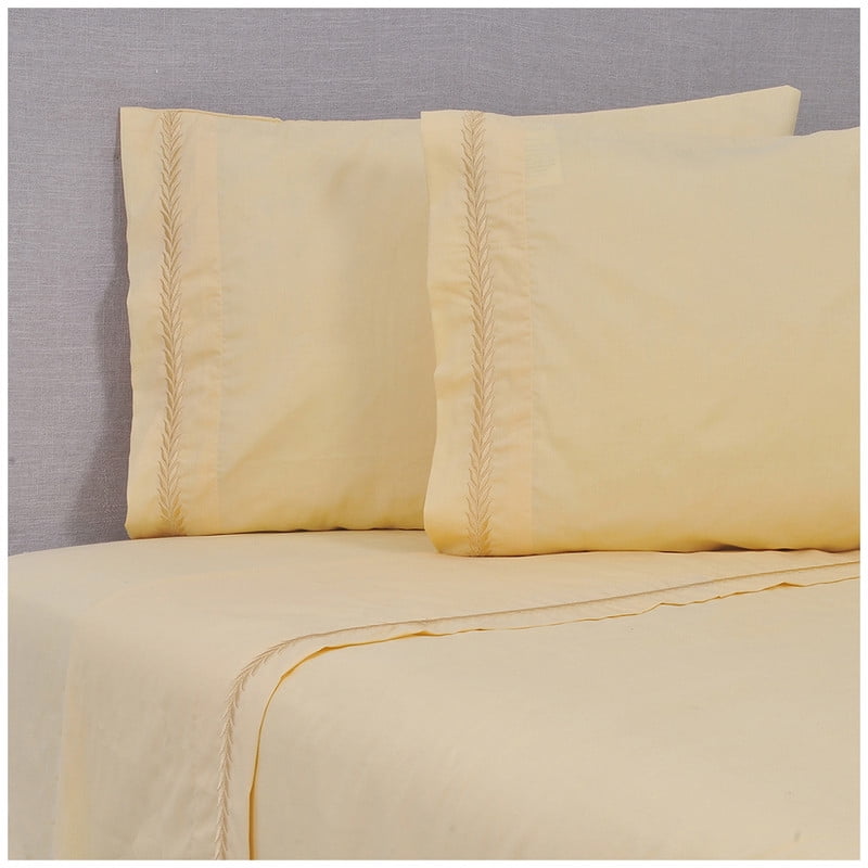 Mashini - Juego De Sábanas Bord. 180 Hilos 2 Plaza Ramas Amarillo