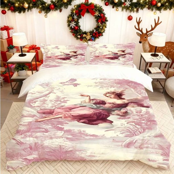 Rococo Art Printed Duvet Cover Set Bedding Set Duvet Cover and Pillowcases Multi-Color Print Suitable for All Seasons Ideal for Home and Guest Room Perfect Gift