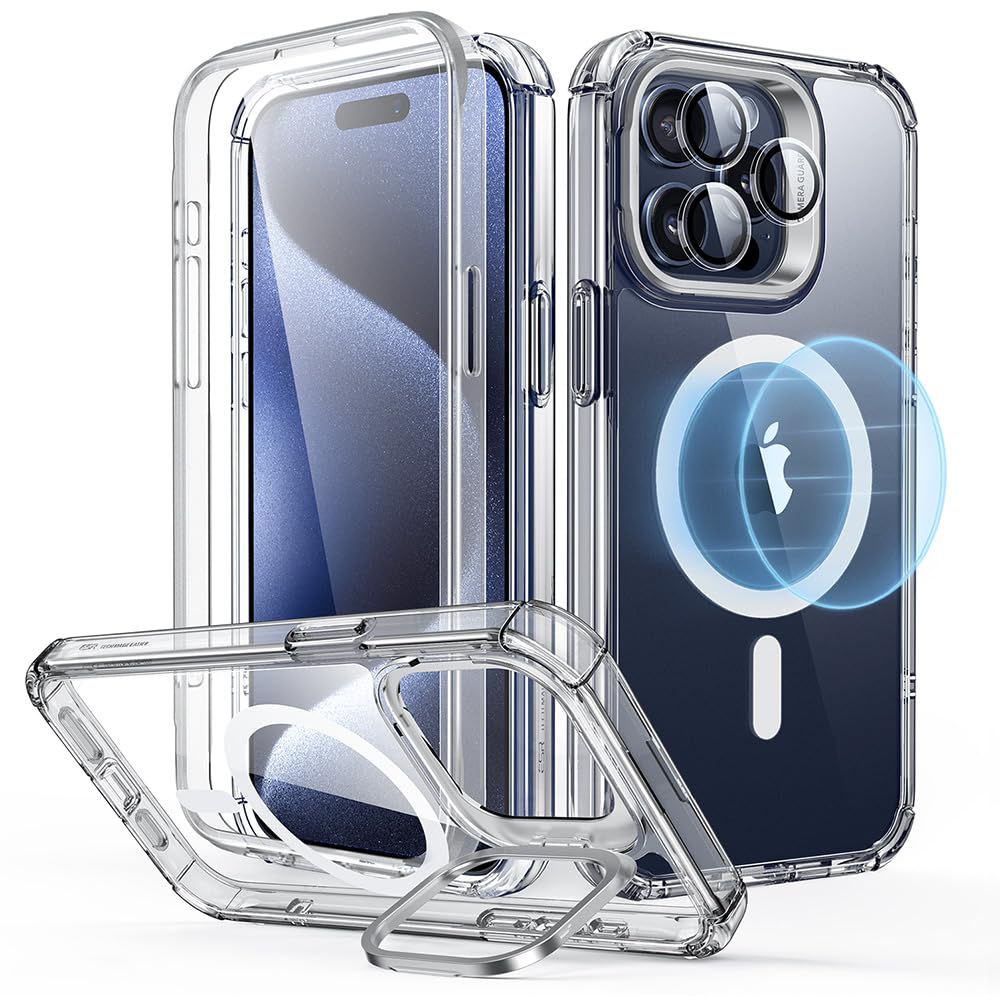 Funda Esr Iphone 15 Pro Max Transparente Con Soporte Y Protector