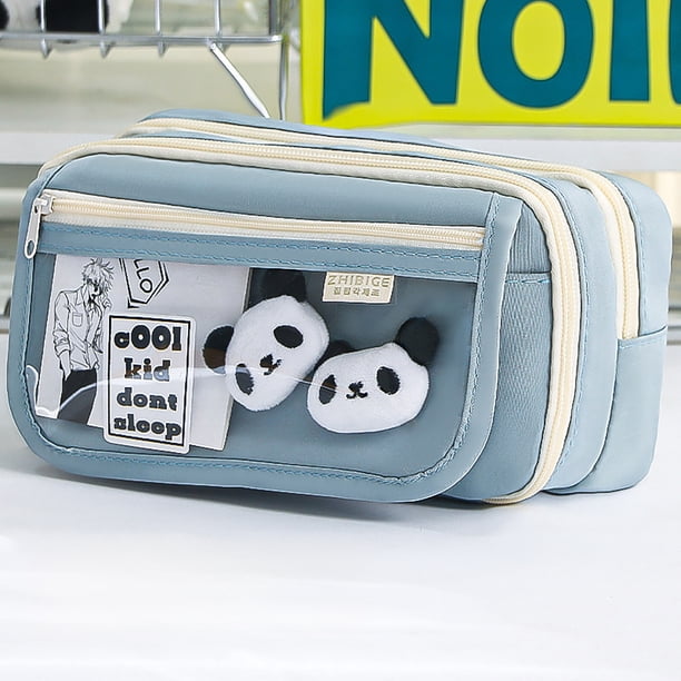Clear Pencil Pouch Itabag Pencil Case Clutch Pen Bag Mesh Compartment for Teenager Students,Office,School