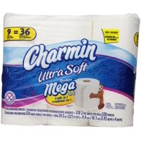 Papel Higiénico Charmin Ultra Soft, 9 Mega Rollos, 36 Unidades, Tamaño Normal