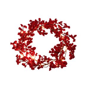 Bothyi - Colección De Coronas Navideñas De Frutos Rojos Corona Navideña Para Pared Festival Oficina Con Luz