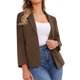 thumbnail image 2 of INSPIRE CHIC Blazer de Manga Larga para Mujer con Solapa de Muesca Chaquetas de Traje Vintage para Oficina con Bolsillo XS Marrón, 2 of 6