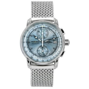 Zeppelin - Reloj Cronógrafo 100 Jahre Edición 1, Dial Azul Hielo, Para Hombre - Modelo 8670M4