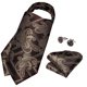 thumbnail image 3 of Corbata Ascot hombre con paño y colleras. Modelo Café Oscuro Flores, 3 of 6