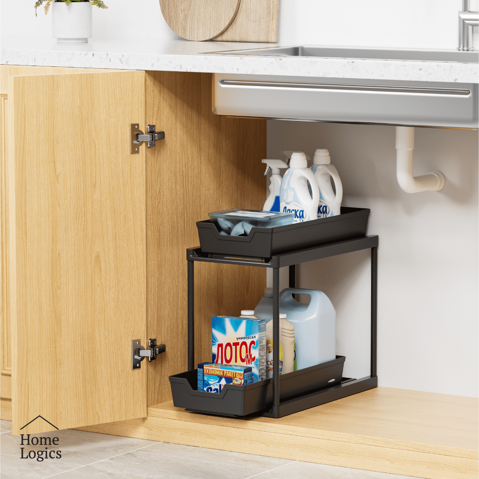 Organizador De 2 Niveles Bajo Lavaplatos Home Logics 1 Un