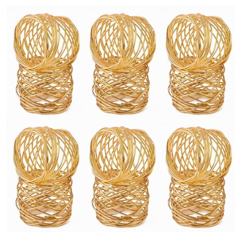 Xusx111 - Anillos De Servilleta Dorada Conjunto De 12 Mesa De Comedor Hecha A Mano Portador De Servilleta Clásico Todos Los Días Acción De Gracias Vacaciones Navidad Fiesta Regalo Casa De Campo Decor