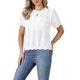 thumbnail image 4 of INSPIRE CHIC Top de Punto de Crochet para Mujer, Manga Corta, Cuello Redondo, Suéter con Ojales, Camiseta Blanca Talla S, 4 of 6