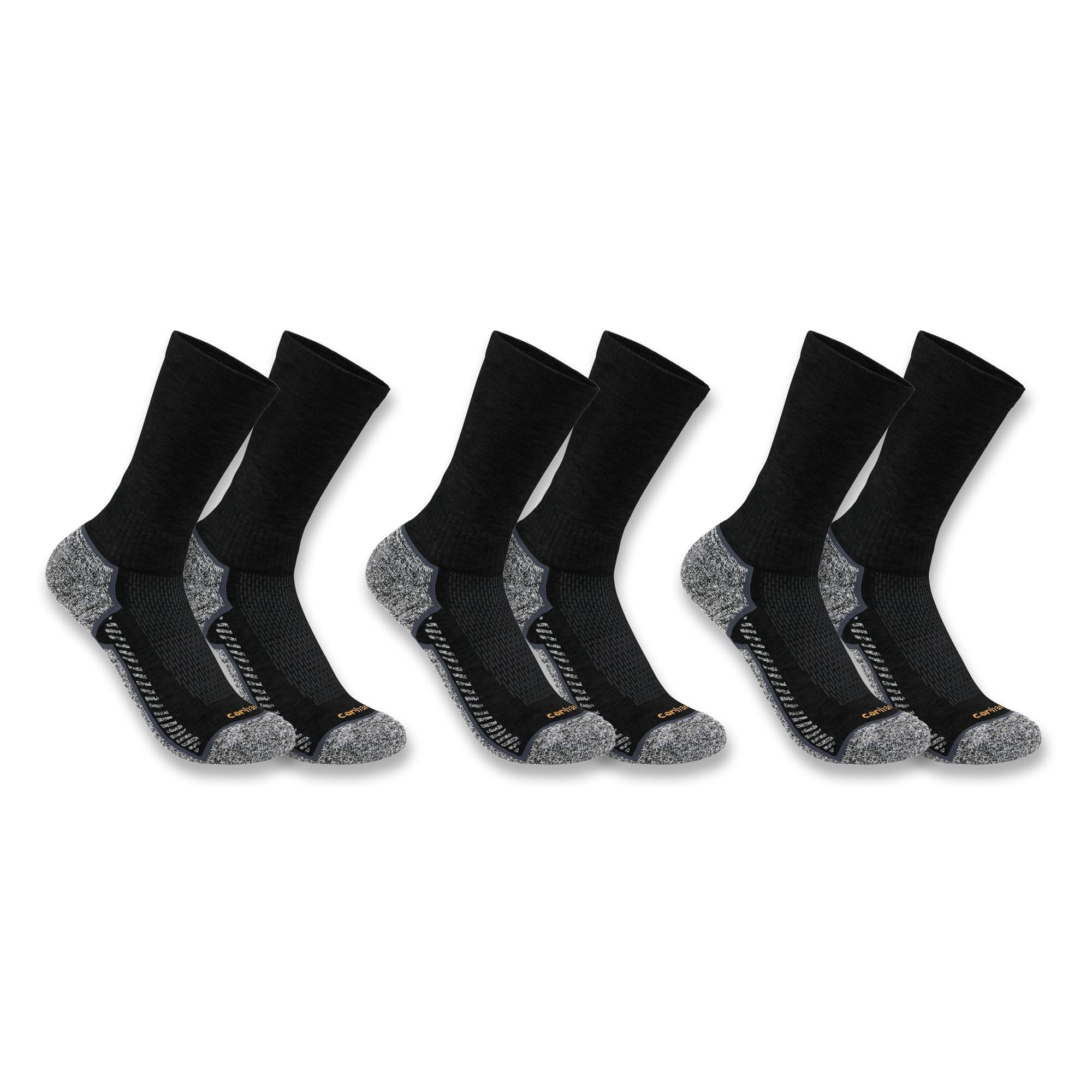 Calcetines Carhartt Force Performance Work Para Hombre, 3 Pares, Negros